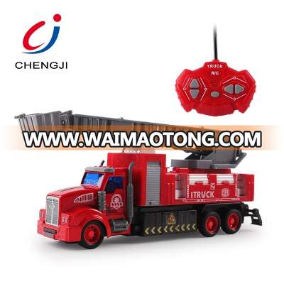 Hot sale plastic children cartoon electric engine mini toys diecast rc fire truck